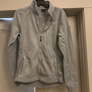 Gray full zip fleece jacket